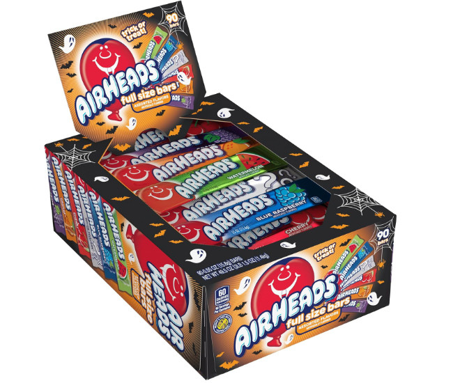 Airheads Candy Bars, Halloween Variety Box, Chewy Full Size Fruit Taffy, Trick or Treat Mega Box, 90 Individually Wrapped Full Size Bars (Packaging May Vary)