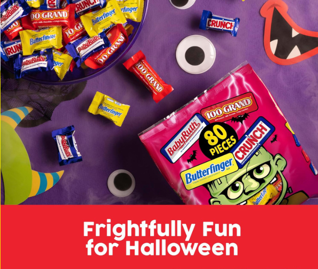 Butterfinger, CRUNCH, Baby Ruth and 100 Grand, 80 Count, Assorted Mini and Fun Size Individually Wrapped Candy Bars, Halloween Candy, 32.1 oz