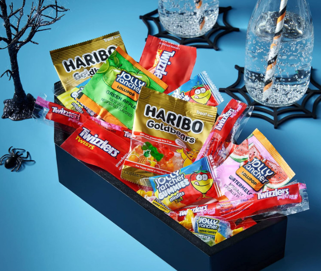 HARIBO, JOLLY RANCHER and TWIZZLERS Miniatures Assorted Fruit Flavored, Halloween Candy Bulk Bag, 73.54 oz (235 Pieces)