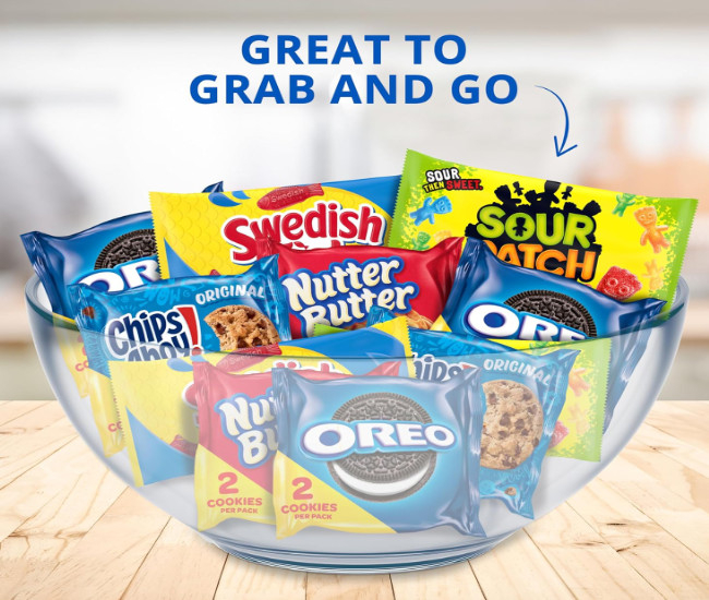 OREO, CHIPS AHOY!, Nutter Butter, SOUR PATCH KIDS & SWEDISH FISH Cookies & Candy Variety Pack, 40 Snack Packs