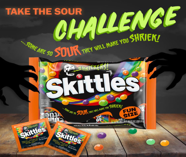 SKITTLES Shriekers Sour Fun Size Chewy Halloween Candy, 10.72oz