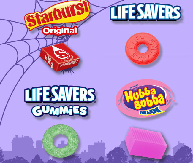 STARBURST, LIFE SAVERS, HUBBA BUBBA & LIFE SAVERS Gummies Halloween Candy Assortment, 95 Ct Bulk Bag