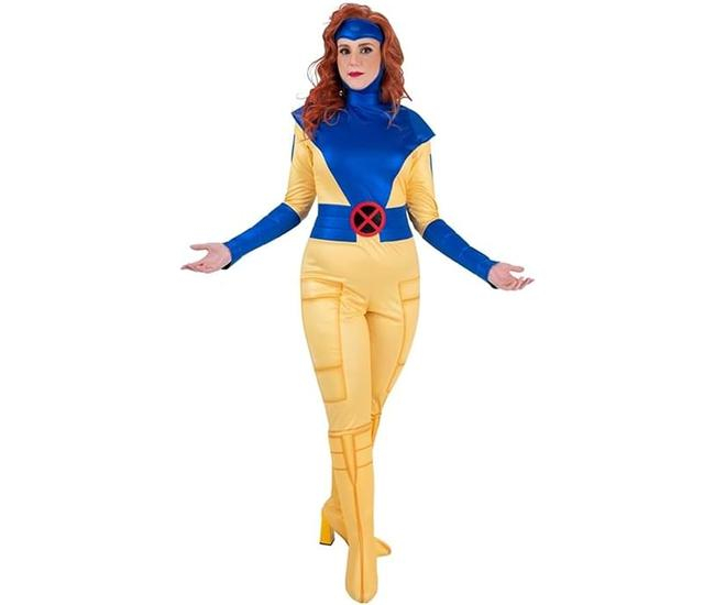 Jazwares X-Men Classic Jean Grey Costume for Women - Mutant Superhero Jumpsuit and Cowl