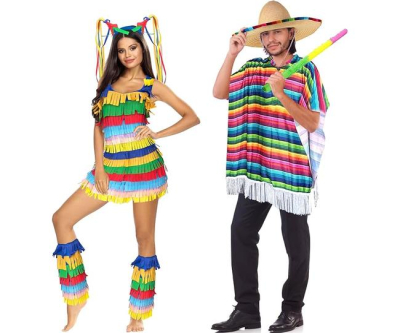 7PCS Halloween Couple Costume for Adult Mexican Costume and Pinata Costume Mexican Fiesta Dress Couple Costume for Halloween Couple Cosplay Cinco De Mayo Party Dress up (L Size)