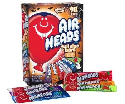 Airheads Candy Bars, Halloween Variety Box, Chewy Full Size Fruit Taffy, Trick or Treat Mega Box, 90 Individually Wrapped Full Size Bars (Packaging May Vary)