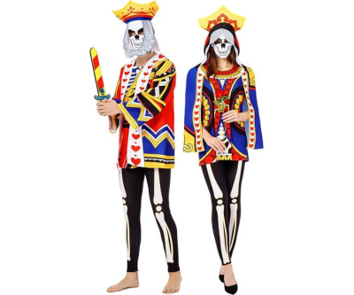 BAYLAY Couple Halloween Costumes for Adults Funny - King and Queen Adults Couple Halloween Costumes with Skull Mask