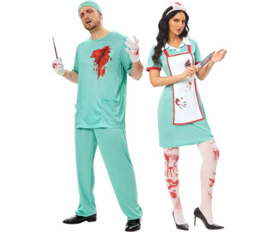 Couples Halloween Costumes - Halloween Bloody Doctor Adult Nurse Costumes Matching Couples Halloween Costumes