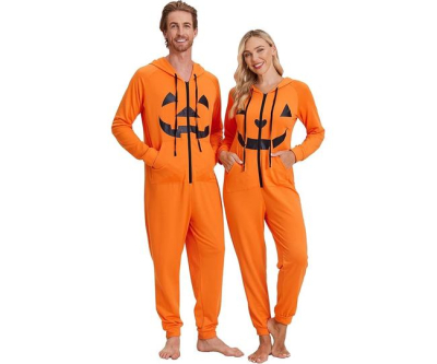 Ekouaer Christmas Matching Onesies for Couples Zipper Hooded Adult Onesie Pajamas with Pockets S-XXL