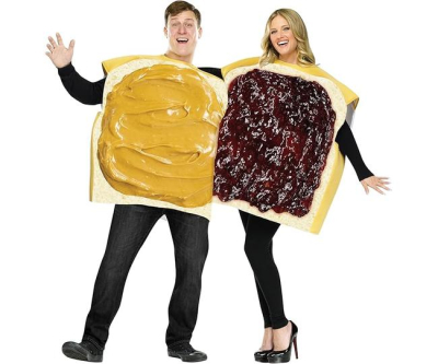 Fun World Unisex Adult Peanut Butter And Jelly Set Costume, Purple,tan