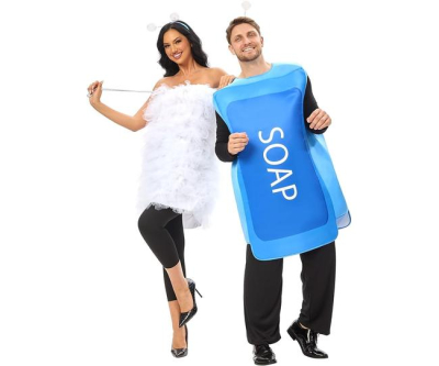 Funnlot 2 PCS Couples Halloween Costumes for Adults Funny, Soap and Loofah Couples Costumes Adult One Size