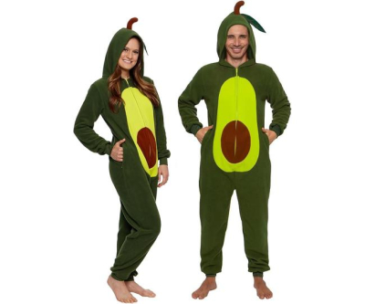 Funziez! Slim Pineapple and Avocado Adult Onesie - Food Halloween Costume - One Piece Cosplay Suit for Adults, Women and Men