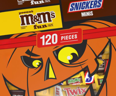 M&M'S Milk Chocolate, M&M'S Peanut, SNICKERS, TWIX & MILKY WAY Milk Chocolate Fun Size and Minis Individually Wrapped Trick or Treat Halloween Candy Variety Pack, 120 Ct Bulk Bag