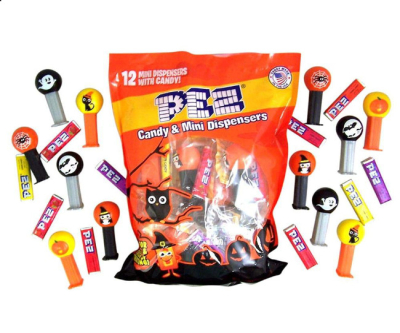 PEZ Candy Mini Halloween Candy Dispensers Trick or Treat Favors, Bag of 12, Orange, 0.32 Ounce (Pack of 1)