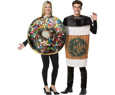 Rasta Imposta Dunk It Coffee 2 Go Cup and the Get Real Chocolate Donut 2 Pack Halloween Costume Set, Adult One Size