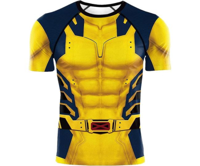 Superhero Costume T-Shirt Men's Compression Sport Workout Shirt Yellow Men